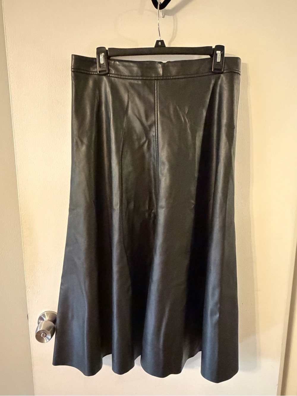 Banana Republic Black Faux Leather A-Line Midi Skirt